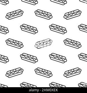Hod dog pattern with hand drawn icons. Trendy vector black and white hod dog pattern. Seamless monochrome hod dog pattern for fabric, web backgrounds Stock Vector