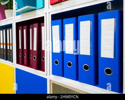 office document folders standing in a row Stock Photo