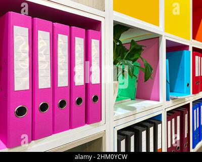 office document folders standing in a row Stock Photo