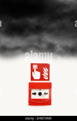 Fire alarm button in the building Stock Photo