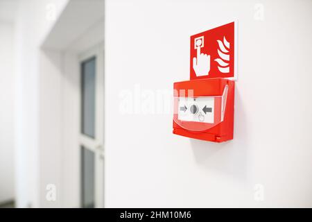 Fire alarm button in the building Stock Photo