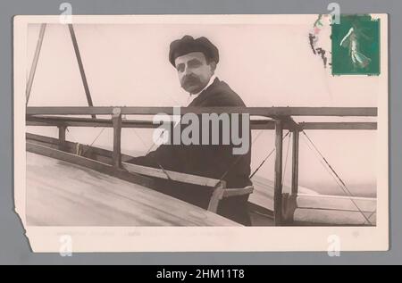 Art inspired by Portrait of Louis Blériot on his plane, Locomotion aérienne Louis Blériot, sur son monoplan, Fr. Rose, France, c. 1909 - before 7-May-1910, photographic support, gelatin silver print, height 138 mm × width 90 mm, Classic works modernized by Artotop with a splash of modernity. Shapes, color and value, eye-catching visual impact on art. Emotions through freedom of artworks in a contemporary way. A timeless message pursuing a wildly creative new direction. Artists turning to the digital medium and creating the Artotop NFT Stock Photo