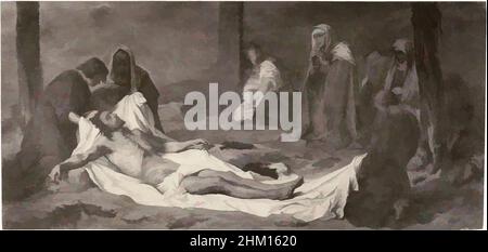 Art inspired by Photoreproduction of a painting of the Descent from the Cross by Paul Delaroche, L'ensevelissement du Christ, Robert Jefferson Bingham, after: Paul Delaroche, Paris, c. 1853 - in or before 1858, paper, albumen print, engraving, height 84 mm × width 178 mmheight 155 mm, Classic works modernized by Artotop with a splash of modernity. Shapes, color and value, eye-catching visual impact on art. Emotions through freedom of artworks in a contemporary way. A timeless message pursuing a wildly creative new direction. Artists turning to the digital medium and creating the Artotop NFT Stock Photo