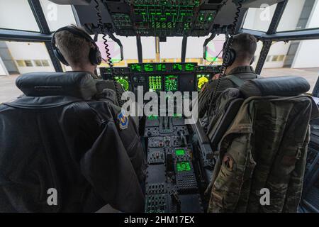 Ramstein Air Base, Germany. 06th Feb, 2022. U.S. Air Force pilots assigned to Ramstein Air Base, Germany, prepare to depart for Poland, February 3, 2022. U.S. Air Forces in Europe - Air Forces Africa forces are prepared and strategically positioned to rapidly provide support to NATO allies and partners and defend against any aggression to maintain stability and security in Europe. Photo by Airman 1st Class Edgar Grimaldo/U.S. Air Force/UPI Credit: UPI/Alamy Live News Stock Photo