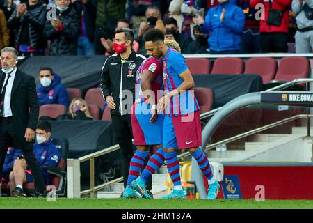 Barcelona, Spain. Camp Nou, Barcelona, Spain. 06th Feb, 2022. Men's La Liga Santander, Futbol Club Barcelona versus Club Atletico de Madrid; New signing Aubameyang of FC Barcelona debuts with FC Barcelona as a substitute Credit: Action Plus Sports/Alamy Live News Credit: Action Plus Sports Images/Alamy Live News Stock Photo