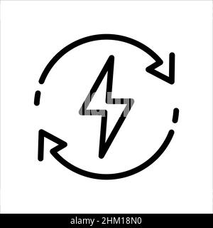 Backup power engine icon in flat style. Auto supply battery energy symbol isolated on white. Consumption voltage sustainable sign in black. Simple lig Stock Vector