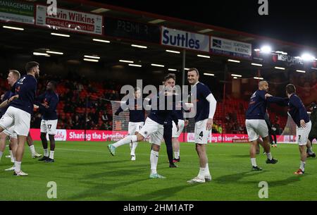 Bournemouth, England, 6th February 2022.  Boreham Wood players warm up ahead of the Emirates FA Cup match at the Vitality Stadium, Bournemouth. Picture credit should read: Paul Terry / Sportimage Credit: Sportimage/Alamy Live News Stock Photo