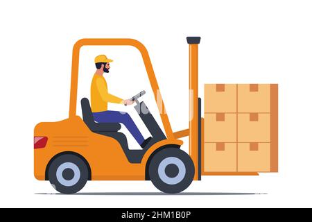 lift truck with boxes icon cartoon vector illustration graphic design ...