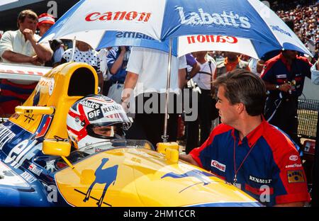 Nigel Mansell, Formula 1, German Grand Prix at the Hockenheimring on July 28, 1991, Team Williams-Renault, car FW14, engine Renault RS3 3.5 Stock Photo