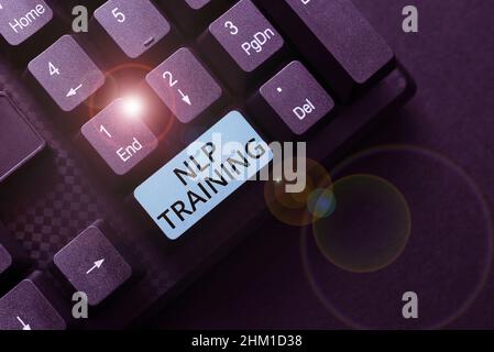 Conceptual display Nlp Training. Business approach words have power approach includes seminar, coaching, training, and advice Word Processing Program Stock Photo