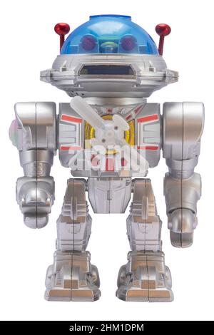 A Retro Toy Robot Isolated On A White Background