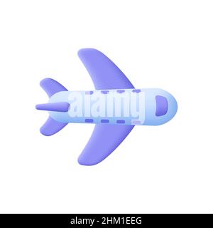 Airplane. Plane toy. 3d vector icon. Cartoon minimal style. Stock Vector