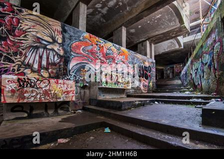 Derelict A listed brutalist style building and former priest's training centre, St Peter's Seminary in Cardross, Argyll and Bute, Scotland Stock Photo