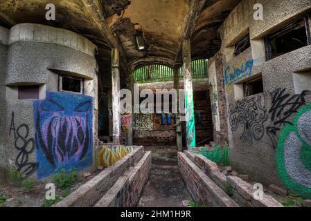 Derelict A listed brutalist style building and former priest's training centre, St Peter's Seminary in Cardross, Argyll and Bute, Scotland Stock Photo