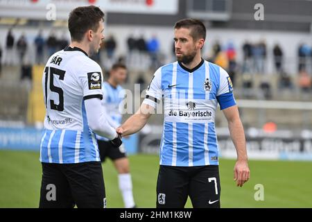 from right: MARCEL BAER (1860 MUENCHEN), YANNICK DEICHMANN (1860 MUENCHEN),  action, duels versus KENNETH SCHMIDT (SC FREIBURG II). Soccer 3rd league,  Liga3, TSV Munich 1860-SC Freiburg II 6-0 on 10/30/2021 in Muenchen