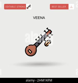 Veena Simple vector icon. Stock Vector