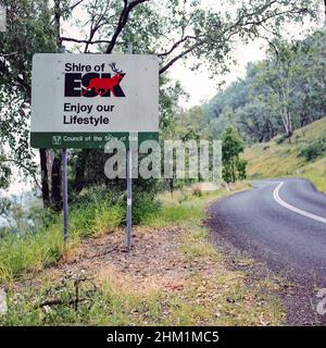 Shire of Esk sign, Queensland, Australia. Stock Photo