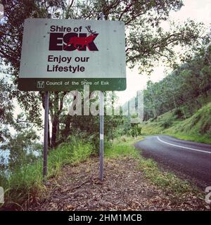 Shire of Esk sign, Queensland, Australia. Stock Photo