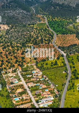Aerial view, Urbanisation son Maxella, s'Esgleieta, Son Espanyol, Mallorca, Balearic Island, Balearic Islands, Baleares, Spain, ESP, Europe, birds-eye Stock Photo