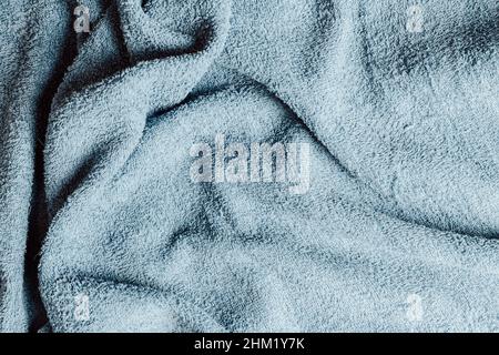 A view from the top of a light blue towel Stock Photo