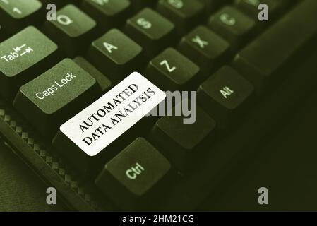 Text sign showing Automated Data Analysis. Business overview Artificial intelligence and deep learning technology Typing Business Agreement Letter Stock Photo