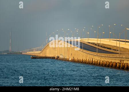 Photo of the bridge between Tampa Bay and St Petersburg in Florida Stock Photo