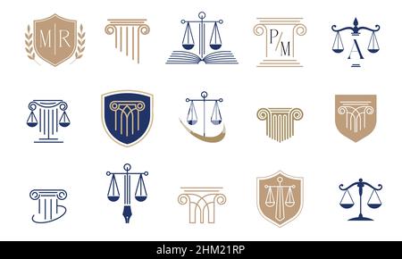 Scale icons collection. Law, finance, attorney and business logo design. Luxury, elegant modern concept design Stock Vector