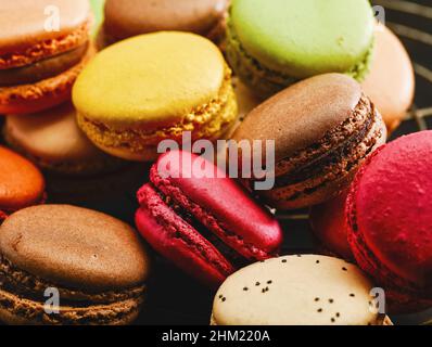 Colorful tasty french macaroons Stock Photo