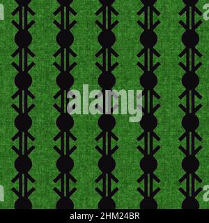 Retro 1960 style green printed pattern in seamless repeat. Vintage mid century forest moss tone on tone for soft furnishing cover. Nature geometric Stock Photo
