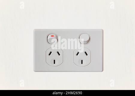 double power switch with one on and one turned off Stock Photo