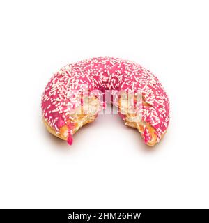 pink donut with sprinkles isolated on white Stock Photo
