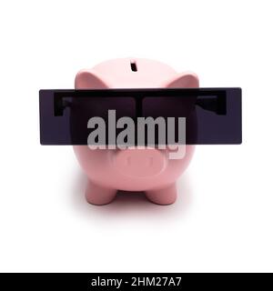 anonymous Piggy bank on white background Stock Photo