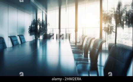 empty meeting room and conference table Stock Photo
