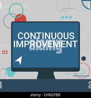 Sign displaying Continuous Improvement. Internet Concept Ongoing Effort to Advance Never ending changes Illustration Of Cursor In Blank Screen Monitor Stock Photo