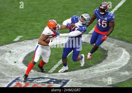 NFC inside linebacker Micah Parsons of the Dallas Cowboys (11) during the  first half of the Pro Bowl NFL football game, Sunday, Feb. 6, 2022, in Las  Vegas. (AP Photo/Rick Scuteri Stock