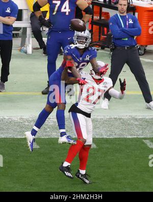 February 6, 2022: Dallas Cowboys cornerback Trevon Diggs (7) defends his  brother Buffalo Bills wide receiver Stefon Diggs (14) during the NFL Pro  Bowl game at Allegiant Stadium in Las Vegas, Nevada.