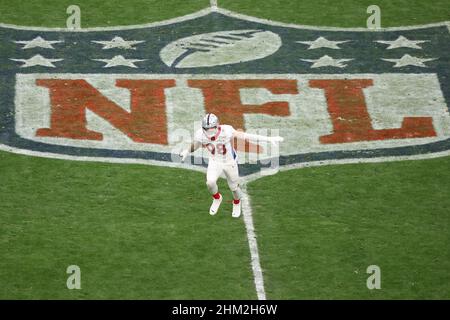 AFC defensive end Maxx Crosby of the Las Vegas Raiders (98) in coverage  against the NFC