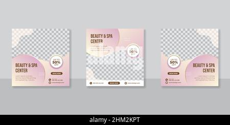 Editable spa and beauty square banner template design Stock Vector
