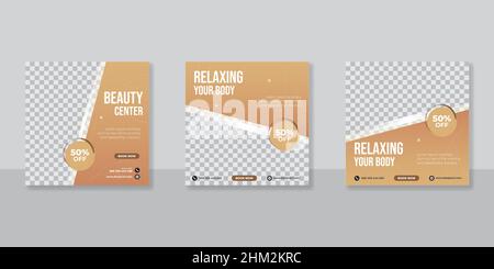 Editable spa and beauty square banner template design Stock Vector