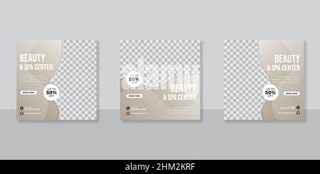 Editable spa and beauty square banner template design Stock Vector