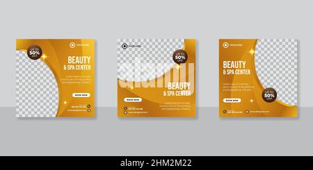 Editable spa and beauty square banner template design Stock Vector
