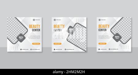 Editable spa and beauty square banner template design Stock Vector