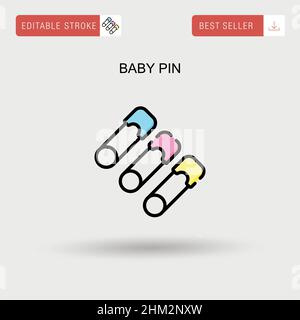 Baby pin Simple vector icon. Stock Vector