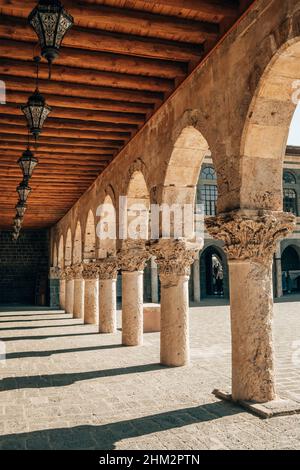 Arched pillars of the Great Mosque in Diyarbakir city, Turkey Stock Photo
