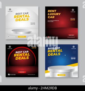 Rent a car banner for social media post template design Stock Vector