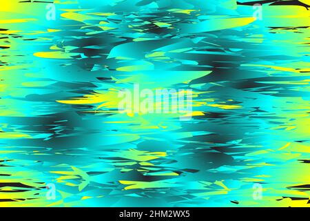 Blue yellow glitch abstract background Stock Vector