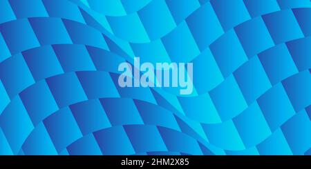 Blue checkered wave design abstract background Stock Vector