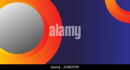 Orange circle abstract design wrapped in dark blue background Stock Vector