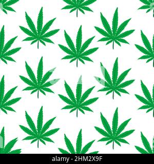 Marijuana leaf seamless pattern in polka dot style Stock Vector