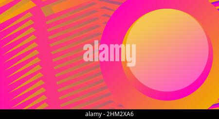 Abstract background of lines and circles wrapped in yellow pink Stock Vector